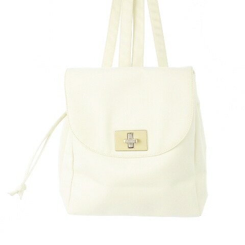 【中古】マックスマーラ MAX MARA リュックサック デイパック ミニ ナイロン ターンロック ロゴ刻印 白 ホワイト /CK2 ■GY18 レディース 【ベクトル 古着】 250829