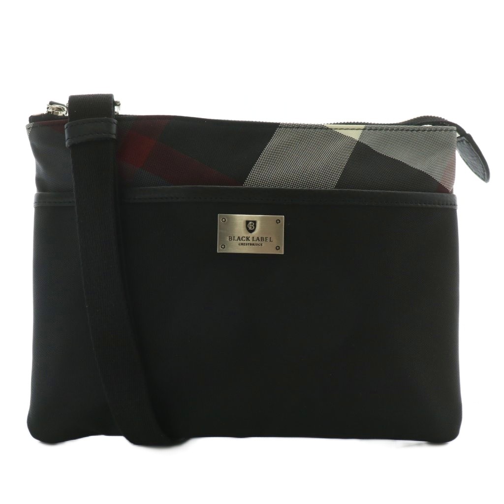 ブラックレーベルクレストブリッジ　ショルダーバッグ　チェック柄　斜め掛け　黒 BLACK LABEL CRESTBRIDGE（ブラックレーベル・クレストブリッジ