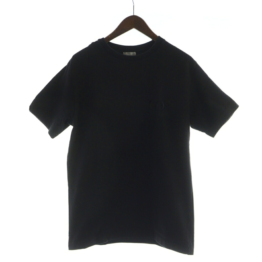 【中古】ディオールオム Dior HOMME CD Icon アイコン プルオーバー カットソー 綿織物 プルオーバー 半袖 ロゴタイプ 刺しゅう S 黒 黒いこと 943J605A0554 ■GY17 /MQ メンズ 【ベクター 古着】 250830