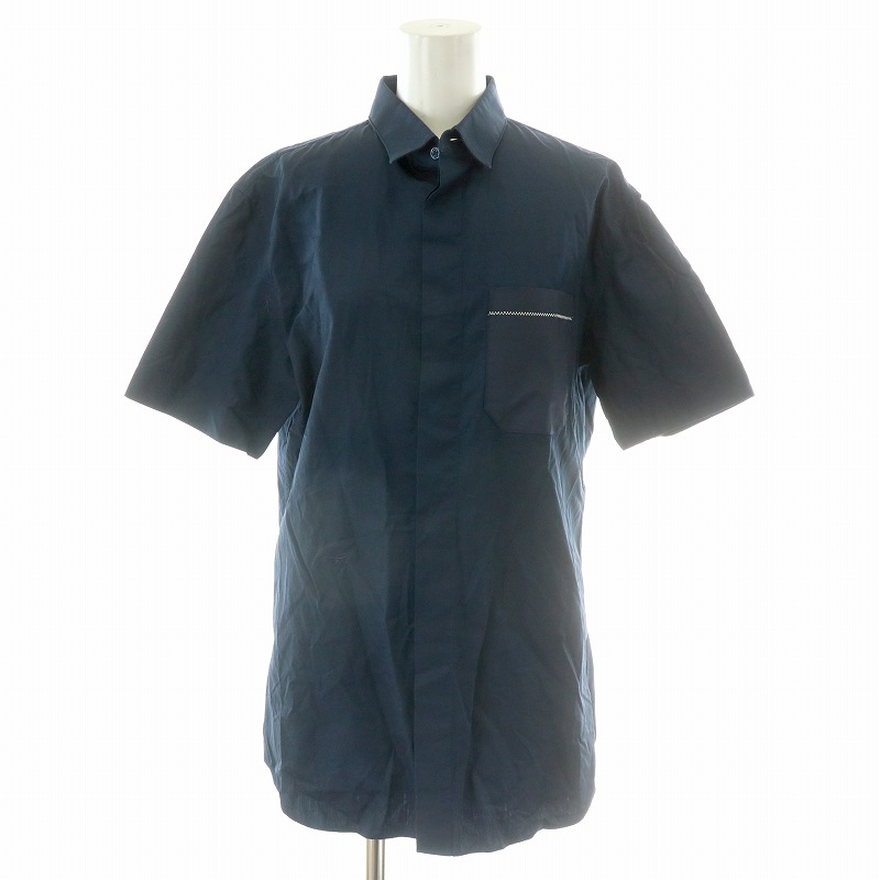 【中古】ディオールオム Dior HOMME Yシャツ 心地好いティーシャツ 御召しものティーシャツ 半袖 比翼名取り草 蜂刺しゅう イタリア製 38 M 紺 米国海軍  863C531K1581 /MP ■GY17 レディース 【ベクター 古着】 250820