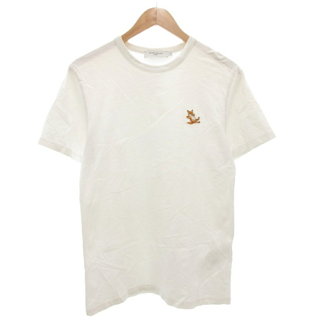 【中古】メゾンキツネ MAISON KITSUNE Tシャツ クルーネック 刺繍 半袖 S 白 ホワイト /AE ■GY19 メンズ 【ベクトル 古着】 250901