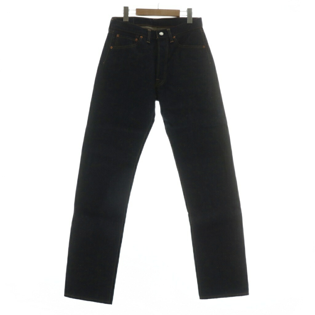 美品 フランス製 AVN ストレートデニムパンツ 濃紺 赤耳 ボタンフライ 31 H&M 赤耳セルビッチボタンフライスリムフィトデニム濃紺色