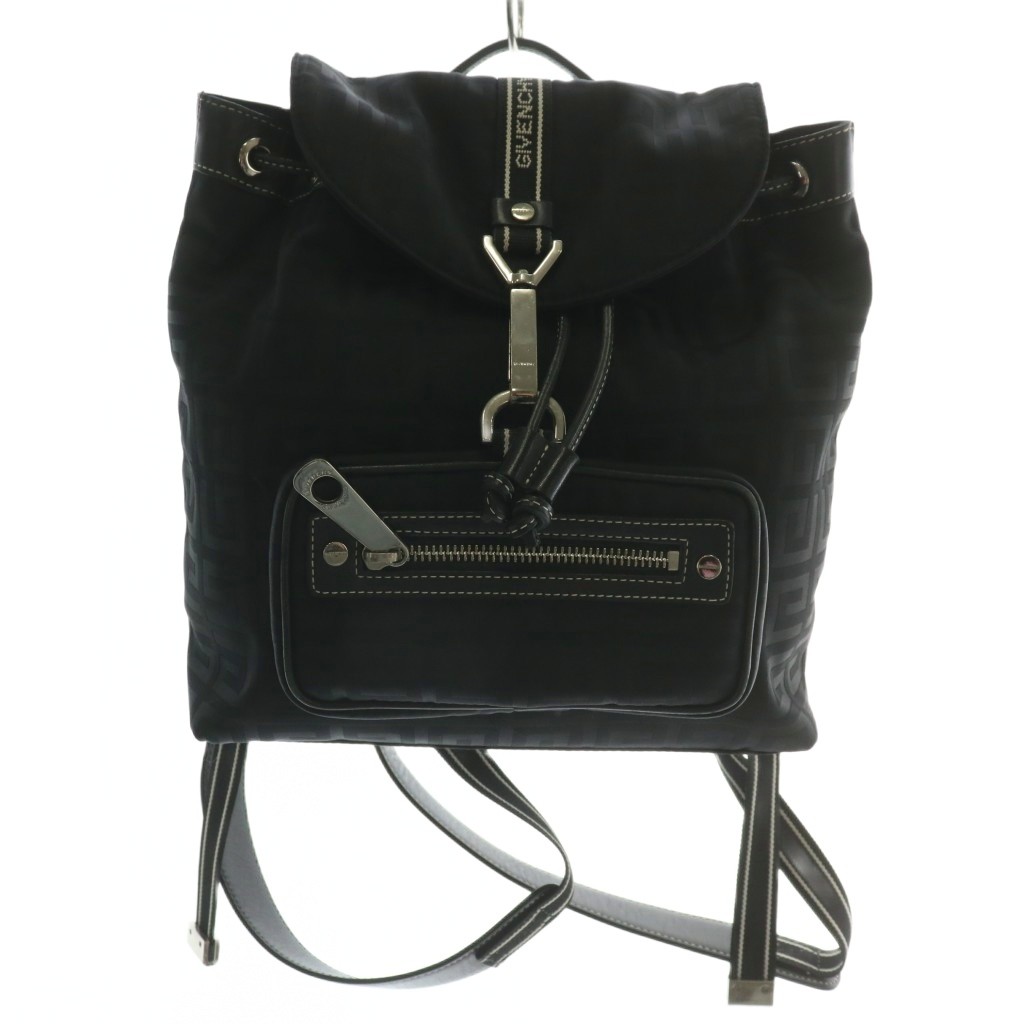 【中古】ジバンシィ GIVENCHY リュックサック バックパック デイパッグ ミニ ナイロン レザー 4Gロゴ 総柄 黒 ブラック /XZ ■GY17 レディース 【ベクトル 古着】 250829