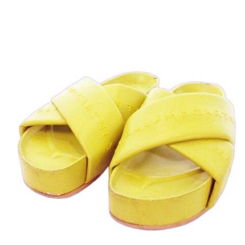 【中古】ステラマッカートニー STELLA McCARTNEY 差し交わすサンダル ミュール 厚底 フェイクレザー ロゴタイプ 38 24.5糎 黄 黄色 /MN8 ■GY19 レディース 【ベクター 古着】 250925