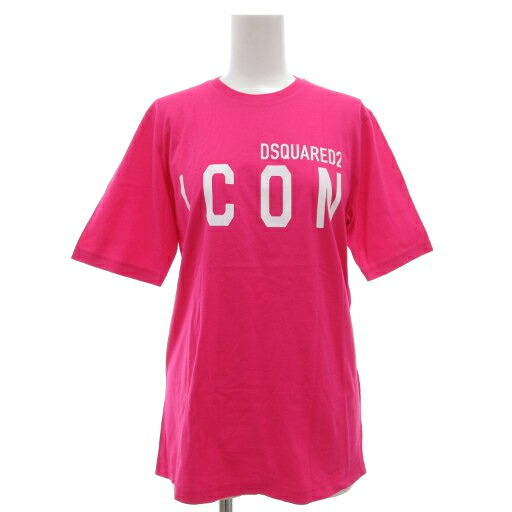 【中古】未使用品 ディースクエアード DSQUARED2 タグ付き 20AW ICON ロゴ Tシャツ カットソー ルーズフィット 半袖 クルーネック XS ピンク S80GC0003 S23009 /GV ■GY19 レディース 【ベクトル 古着】 250927