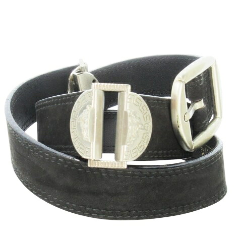 【中古】ジャンニヴェルサーチ ヴェルサーチェ GIANNI VERSACE スエード レザー 革 メデューサ ロゴ 80 黒 ブラック /CK1 ■GY19 レディース 【ベクトル 古着】 250925