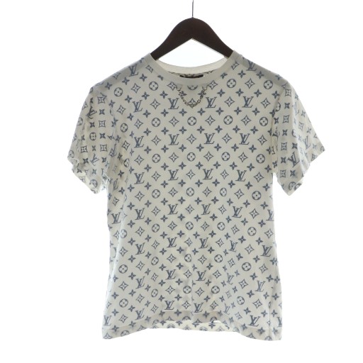 【中古】ルイヴィトン LOUIS VUITTON LVエスカル プルオーバー 半袖 チェーン店 ロゴタイプ モノグラム ラウンドのど首 XS 白 白いこと RW202W UYZ FJTS01 ■GY18 /MQ メンズ 【ベクター 古着】 250923