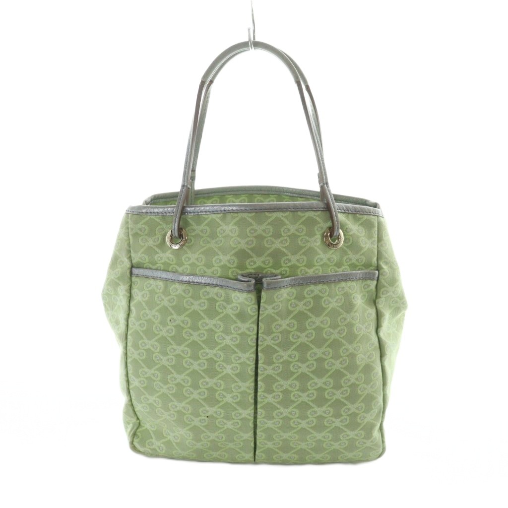 【極美品】ANYA HINDMARCH リボン総柄　キャンバストートバッグ 極美品】ANYA HINDMARCH リボン総柄 キャンバストートバッグ