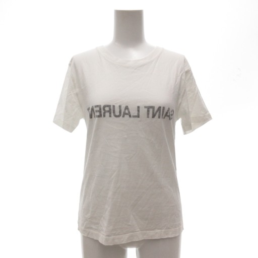 【中古】サンローラン パリ SAINT LAURENT PARIS 22SS リバースロゴ Tシャツ カットソー クルーネック プリント 半袖 XS 白 ホワイト 665234 /AE ■GY19 レディース 【ベクトル 古着】 251022