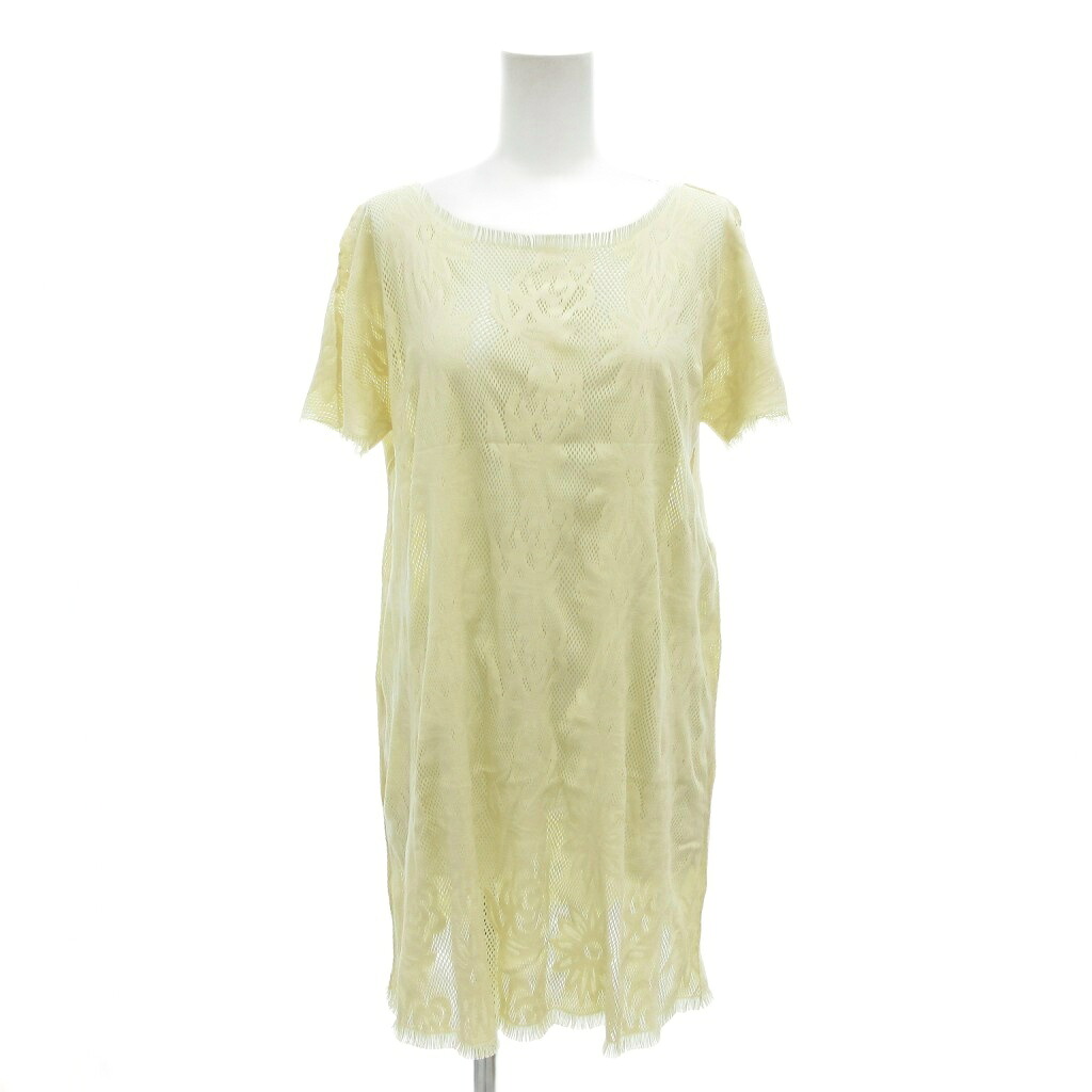 【中古】プリーツプリーズ PLEATS PLEASE イッセイミヤケ 美品 カットソー レース フリンジ 半袖 3 アイボリー /AE ■GY17 【ベクトル 古着】 251018