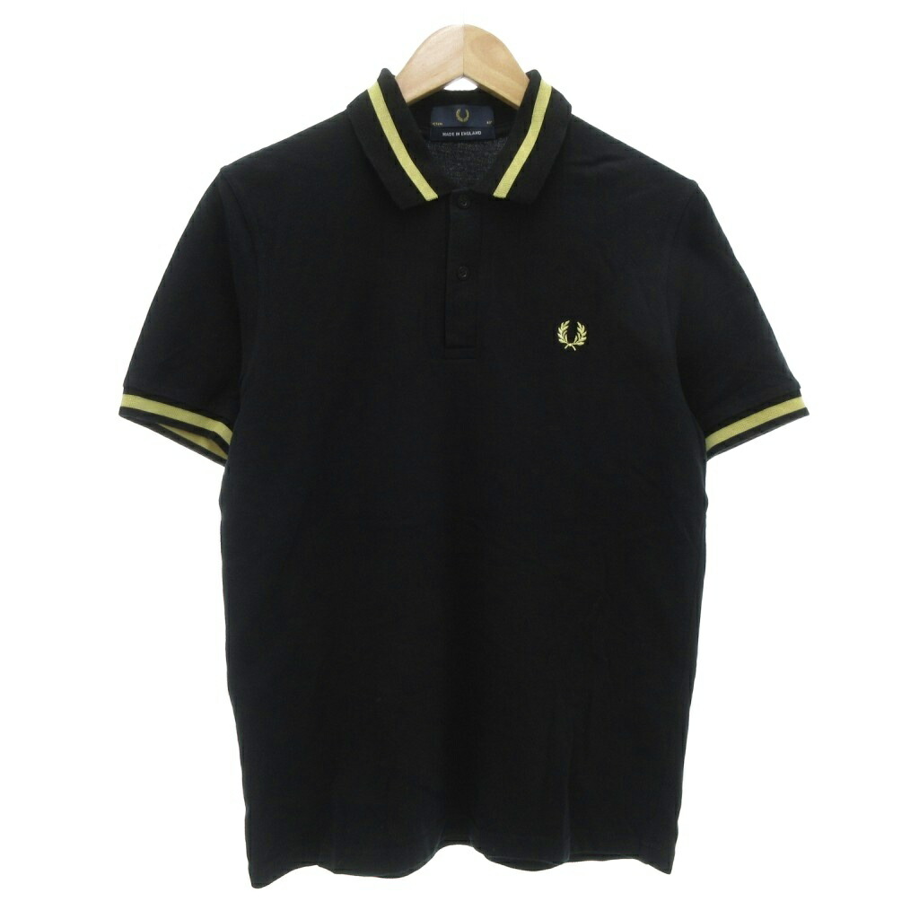【中古】フレッドペリー FRED PERRY 美品 ポロシャツ 半袖 40 ロゴ刺繍 切替 鹿の子 紺 ネイビー /AE ■GY17 メンズ 【ベクトル 古着】 251103
