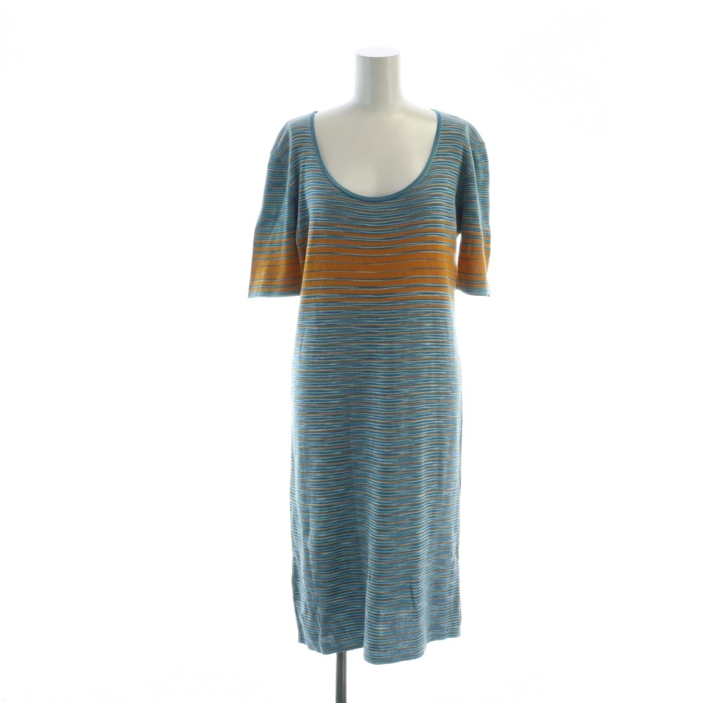 【中古】ミッソーニ MISSONI ロング衣装 半袖 間借り人柄 44 青 青み ■GY01 /MQ レディース 【ベクター 古着】 251104