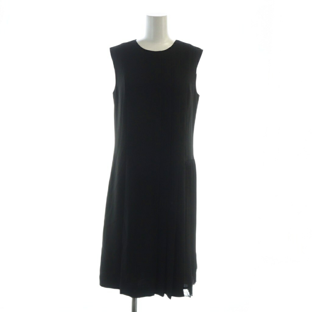 【中古】行動論理 Theory 23SS CLASSIC CREPE PLEATED DAY DRESS ノースリーブ衣装 ロング 筋目 4 黒 黒いこと ■GY01 /MQ レディース 【ベクター 古着】 251104