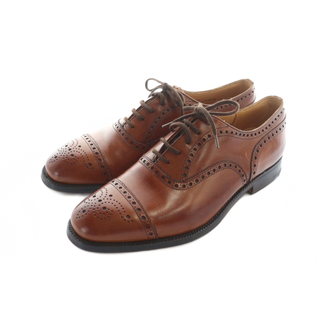 【中古】チャーチ church's セミブローグ ディプロマット DIPLOMAT ネバダカーフ 内羽根 ビジネスシューズ ドレスシューズ 革靴 ロゴ レザー シューキーパー 75G 26.5cm 茶 ブラウン ■GY18 /MQ メンズ 【ベクトル 古着】 251031