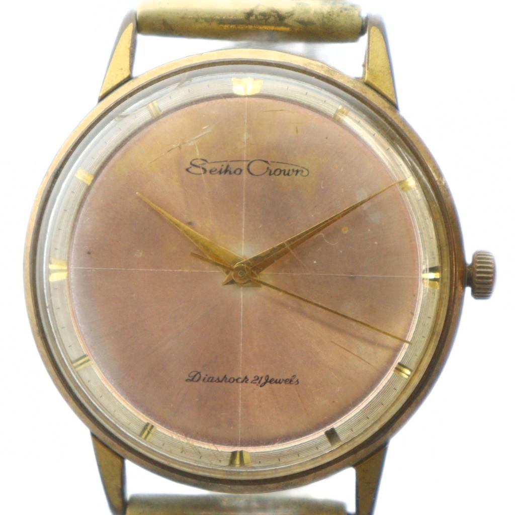【中古】セイコー SEIKO ジャンク品 J15003E クラウン 腕時計 ウォッチ 手巻き 21石 ロゴ ゴールド色 ■GY18 /MQ メンズ 【ベクトル 古着】 251202