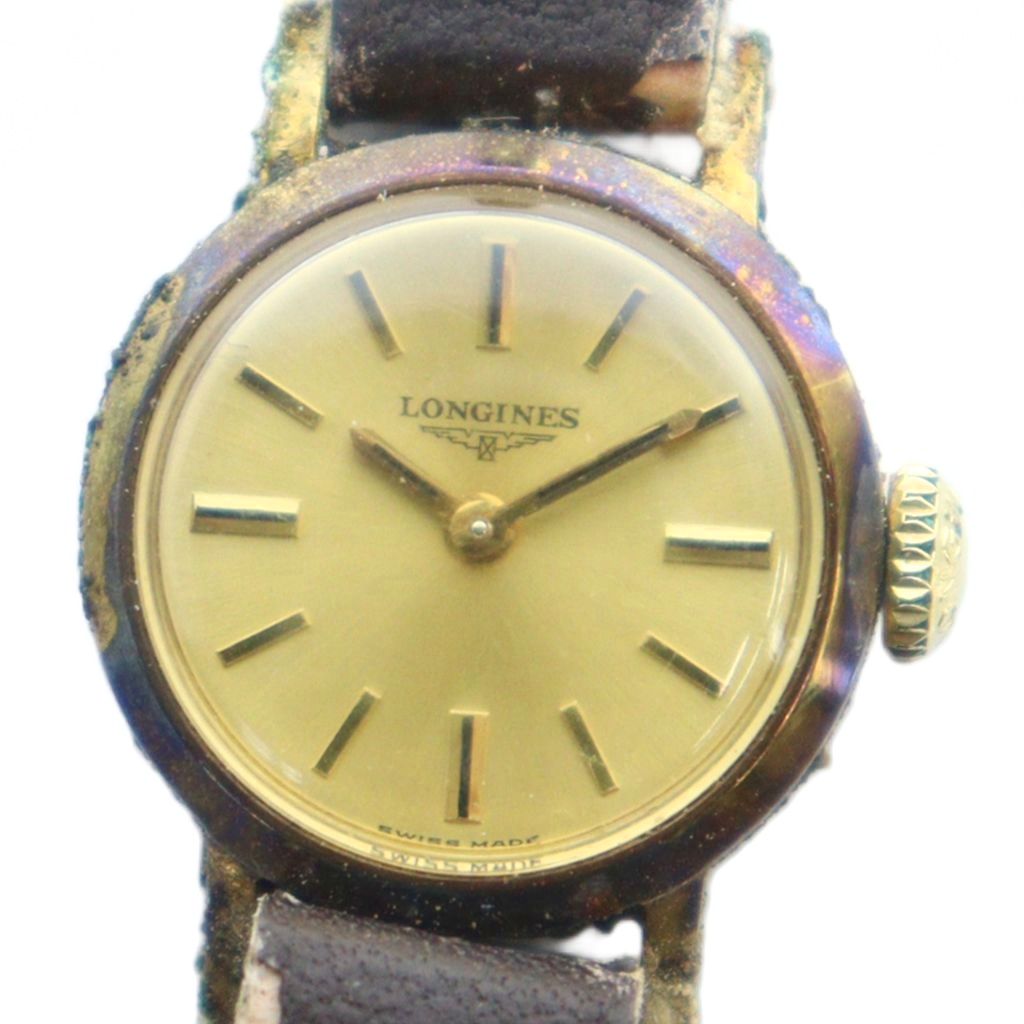 【中古】ロンジン LONGINES ジャンク品 腕時計 ウォッチ アナログ クォーツ レザーベルト ゴールド色 ■GY11 /MQ レディース 【ベクトル 古着】 251130