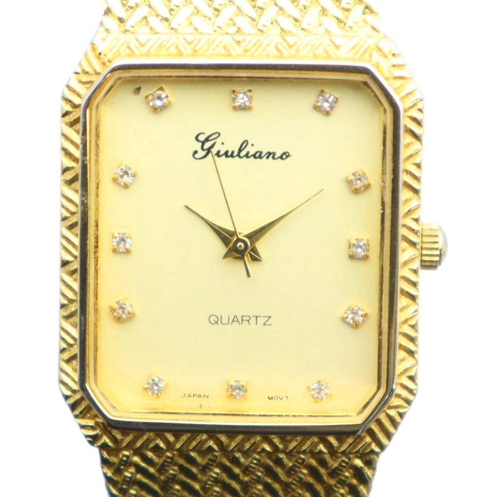 【中古】ジュリアーノ giuliano 腕時計 ウォッチ クォーツ 石付き ゴールド色 ■GY18 /MQ メンズ 【ベクトル 古着】 251204