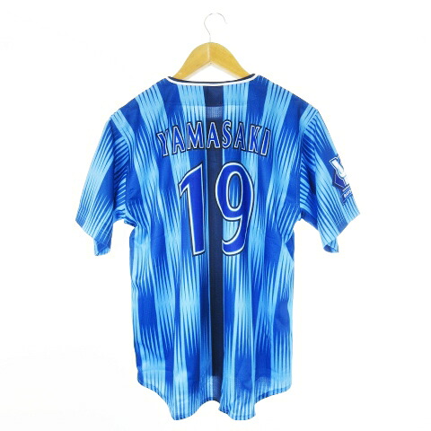 【中古】未使用品 ハイクオリティーレプリカユニフォーム 横浜DeNaベイスターズ 交流戦 HOME No.19 山崎康晃 半袖シャツ ロゴ 野球 観戦 ファン M 青 ブルー /CK2 ■GY11 メンズ レディース 【ベクトル 古着】 251119