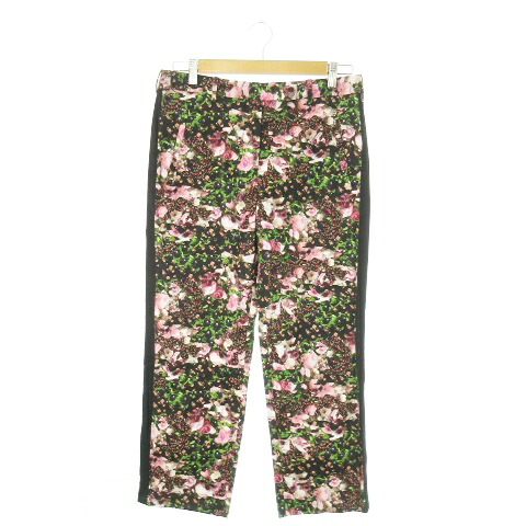 【中古】ジバンシィ GIVENCHY ストレートパンツ サイドライン フォトプリント 花柄 バラ ビオラ 36 S 黒 ブラック /AO2 ■GY18 レディース 【ベクトル 古着】 251121