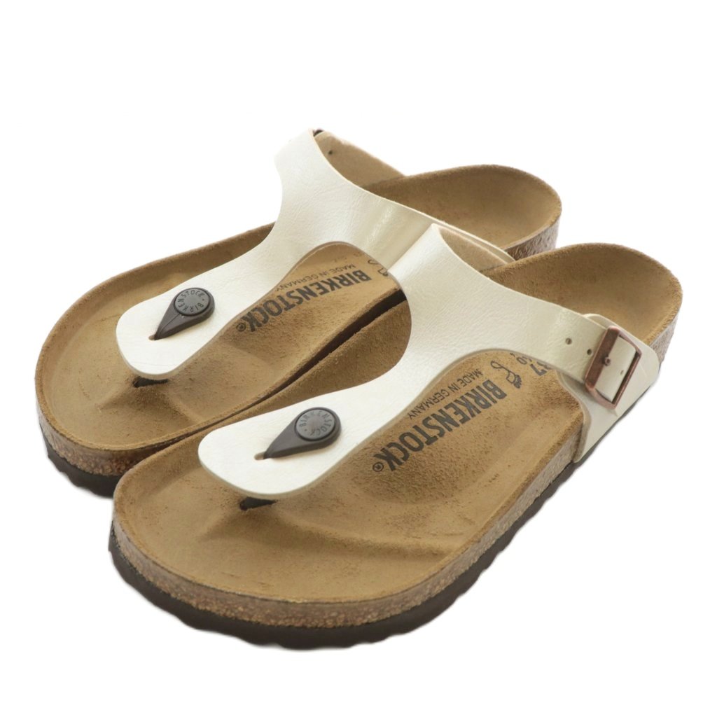 【中古】未当て嵌める品 ビルケンシュトック BIRKENSTOCK ギゼ Gizeh サンダル 火箸 なめし革 オープントゥ 胴締め ロゴタイプ 37 24糎 パール白いこと 1016144 /XZ ■GY18 メンズ レディース 【ベクター 古着】 251114