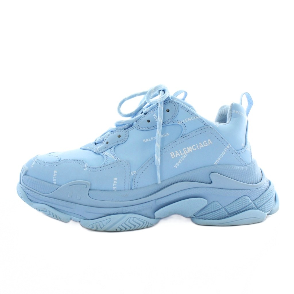 【中古】バレンシアガ BALENCIAGA トリプルS TRIPLE S スニーカー ダッドスニーカー レザー ローカット 厚底 ロゴ 総柄 US9 27.5cm 青 ブルー 536737 /XZ ■GY12 メンズ 【ベクトル 古着】 251118