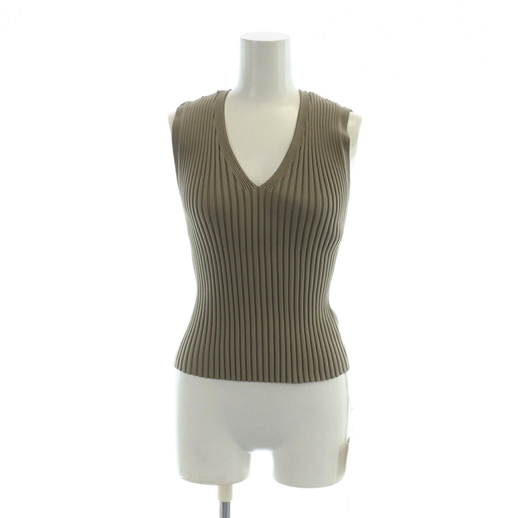 【中古】未使用品 IIROT 025-024-KT71-10 ECO VNECK KNIT L.GRAY Vネックニット カットソー ノースリーブ 1 カーキ ■GY55 /MQ レディース 【ベクトル 古着】 260116