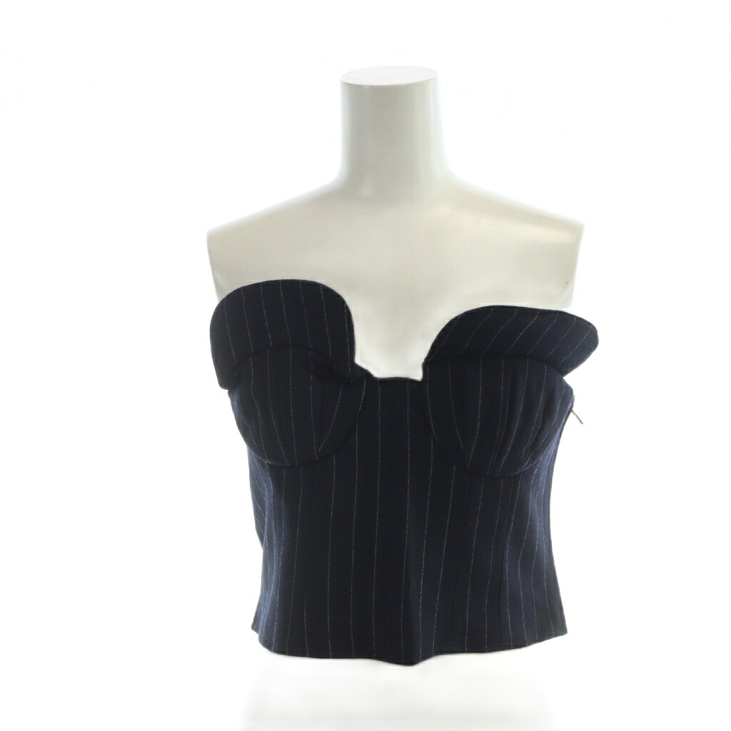 【中古】未使用品 YOHEI OHNO OH-24A-TP1-B-29 BASEBALL CAP BUSTIER (B) NAVY ビスチェ ストライプ柄 36 紺 ネイビー ■GY55 /MQ レディース 【ベクトル 古着】 260114