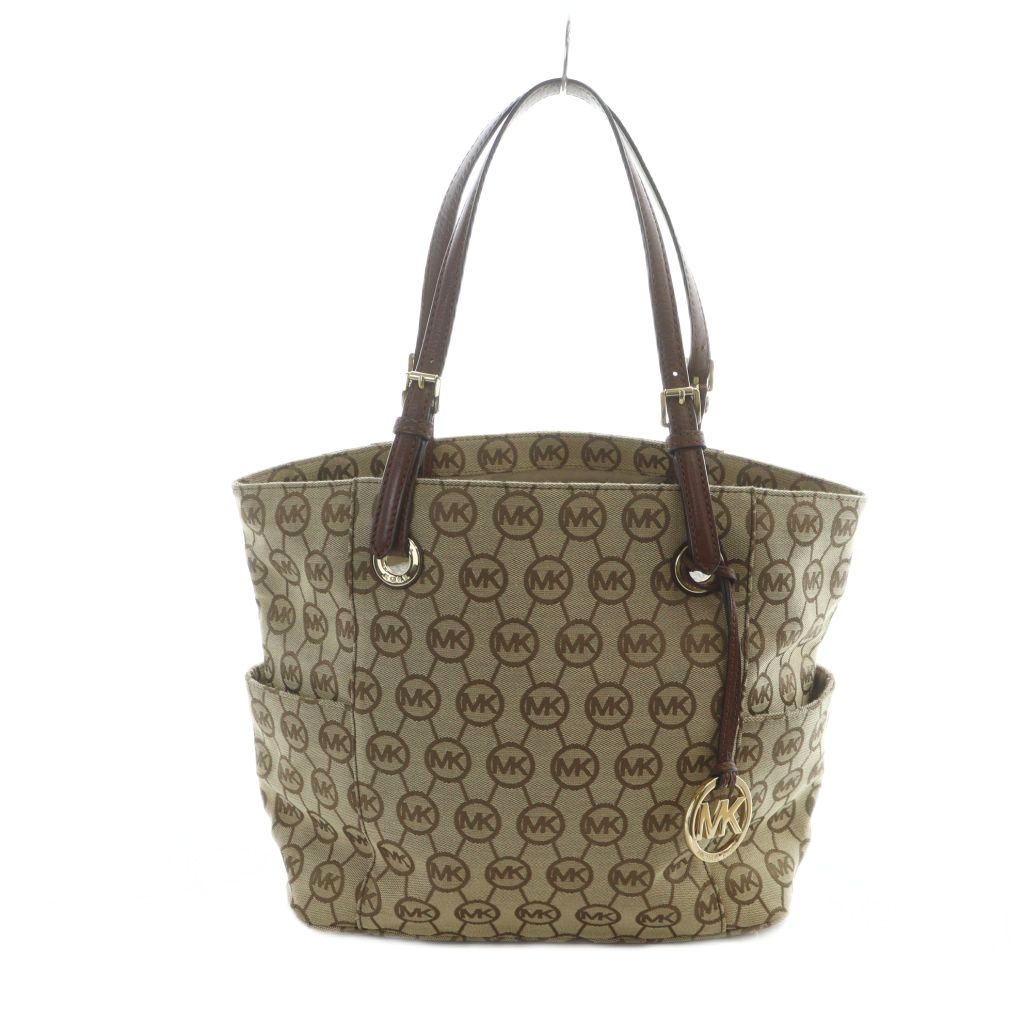 【中古】マイケルマイケルコース Michael michael kors トートバッグ ハンド キャンバス レザー ロゴ 茶 ブラウン ■GY11 /MQ レディース 【ベクトル 古着】 251125