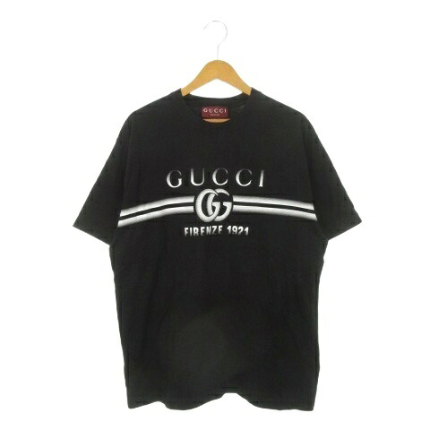 【中古】グッチ GUCCI プルオーバー 半袖 労働者の一団素っ首 刷り上げる ロゴタイプ 綿織物 L 黒 黒いこと /AH2 ■GY18 メンズ 【ベクター 古着】 251209