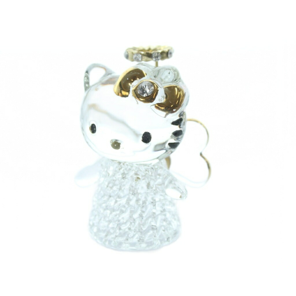 【中古】Hello Kitty ハローキティ ウォーリーボックス WORRY BOX 天使の輪 羽 クリスタルガラス インテリア 置物 ゴールドカラー クリア /KW ■GY18 その他 【ベクトル 古着】 251208