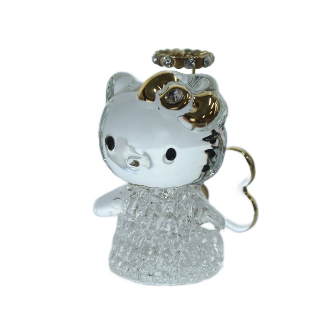 【中古】Hello Kitty ハローキティ ウォーリーボックス WORRY BOX 天使の輪 羽 クリスタルガラス インテリア 置物 ゴールドカラー クリア /KW ■GY18 その他 【ベクトル 古着】 251208
