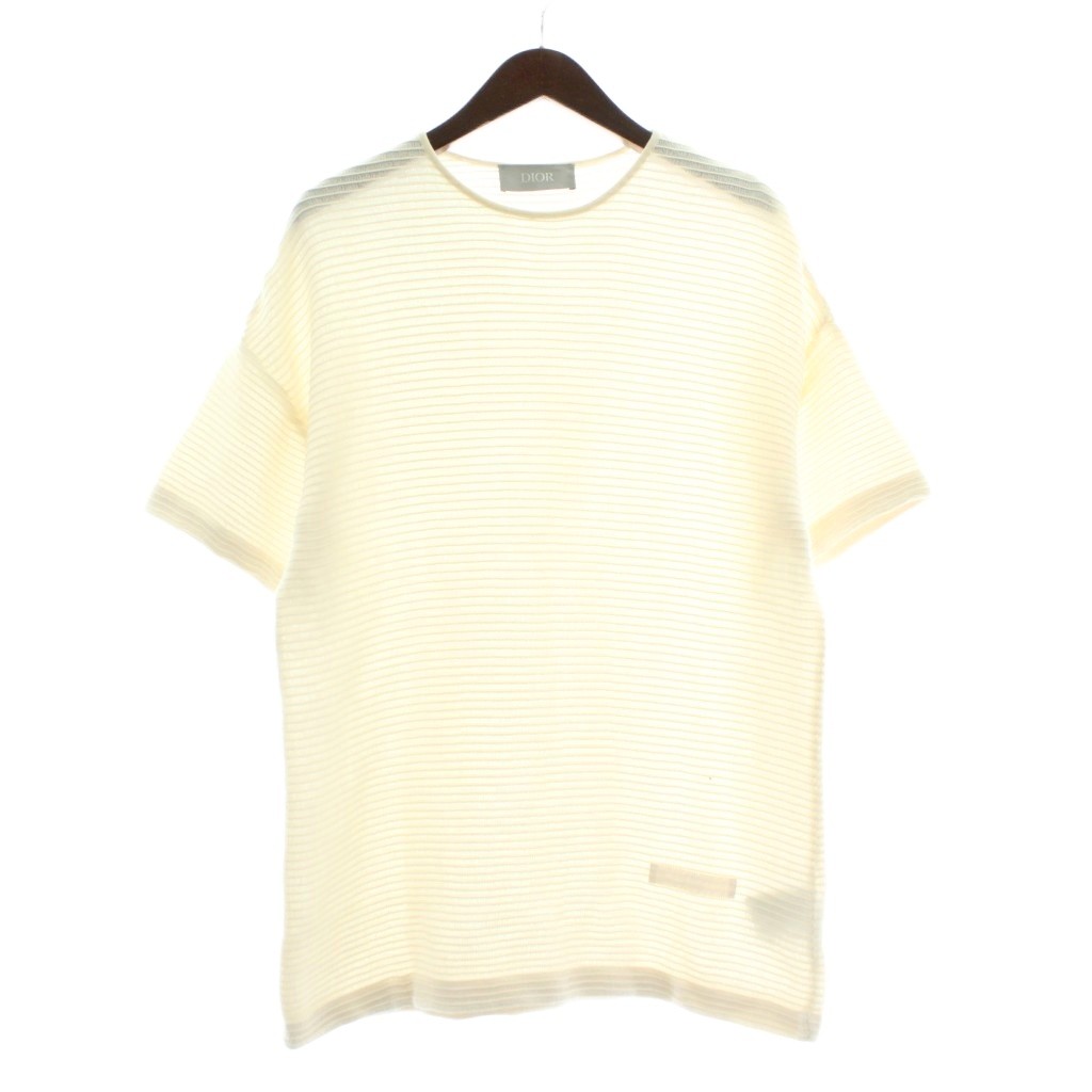 【中古】ディオールオム Dior HOMME 編み物 ティーシャツ カットソー 半袖 肋筋編み 労働者の一団のど首 間借り人 ロゴタイプ 刺しゅう S 白 白いこと 393M648AT559 /XZ ■GY19 メンズ 【ベクター 古着】 251213