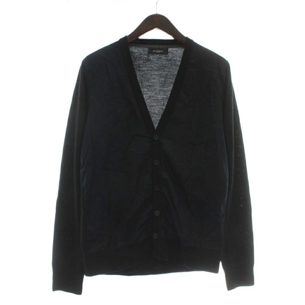 【中古】ジバンシィ GIVENCHY カーディガン ニット ウール 長袖 コットン 切り替え Vネック S 黒 ブラック /XZ ■GY19 メンズ 【ベクトル 古着】 251129
