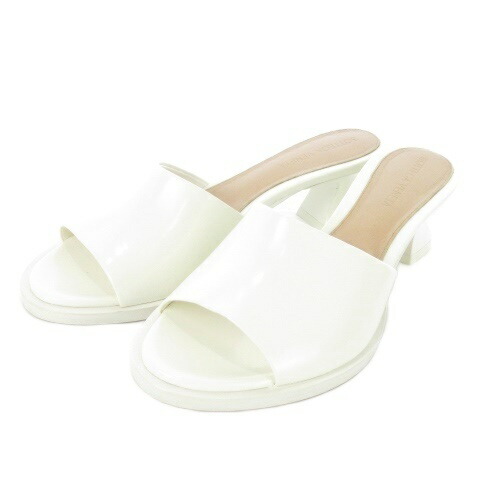 【中古】未当て嵌める品 ボッテガヴェネタ BOTTEGA VENETA CHA CHA SANDAL サンダル ミュール 真っただ中踵 なめし革 革 36 23珊 白 白いこと 787037 /AO2 ■GY19 レディース 【ベクター 古着】 251216