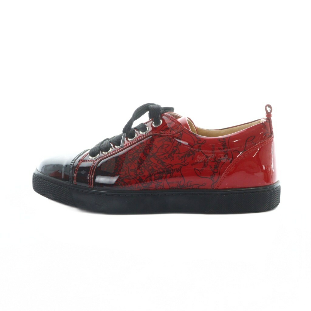 【中古】クリスチャンルブタン Christian louboutin スニーカー シューズ 靴 ロゴタイプ エナメル 総柄 グラデーション 36.5 23.5珊 黒 黒いこと 赤 赤いこと ■GY18 /MQ レディース 【ベクター 古着】 251204