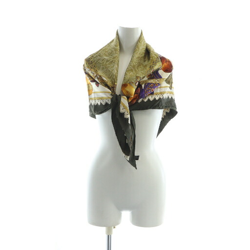 楽天市場】【送料無料】 ロエベ スカーフ ブラック ゴールド 大判 美品