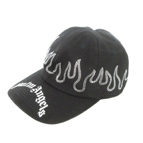 【中古】パームエンジェルス PALM ANGELS キャップ O/S 黒 ブラック ロゴ ラインストーン PMLB083F22FAB001 /AO5 ■GY18 メンズ 【ベクトル 古着】 251217