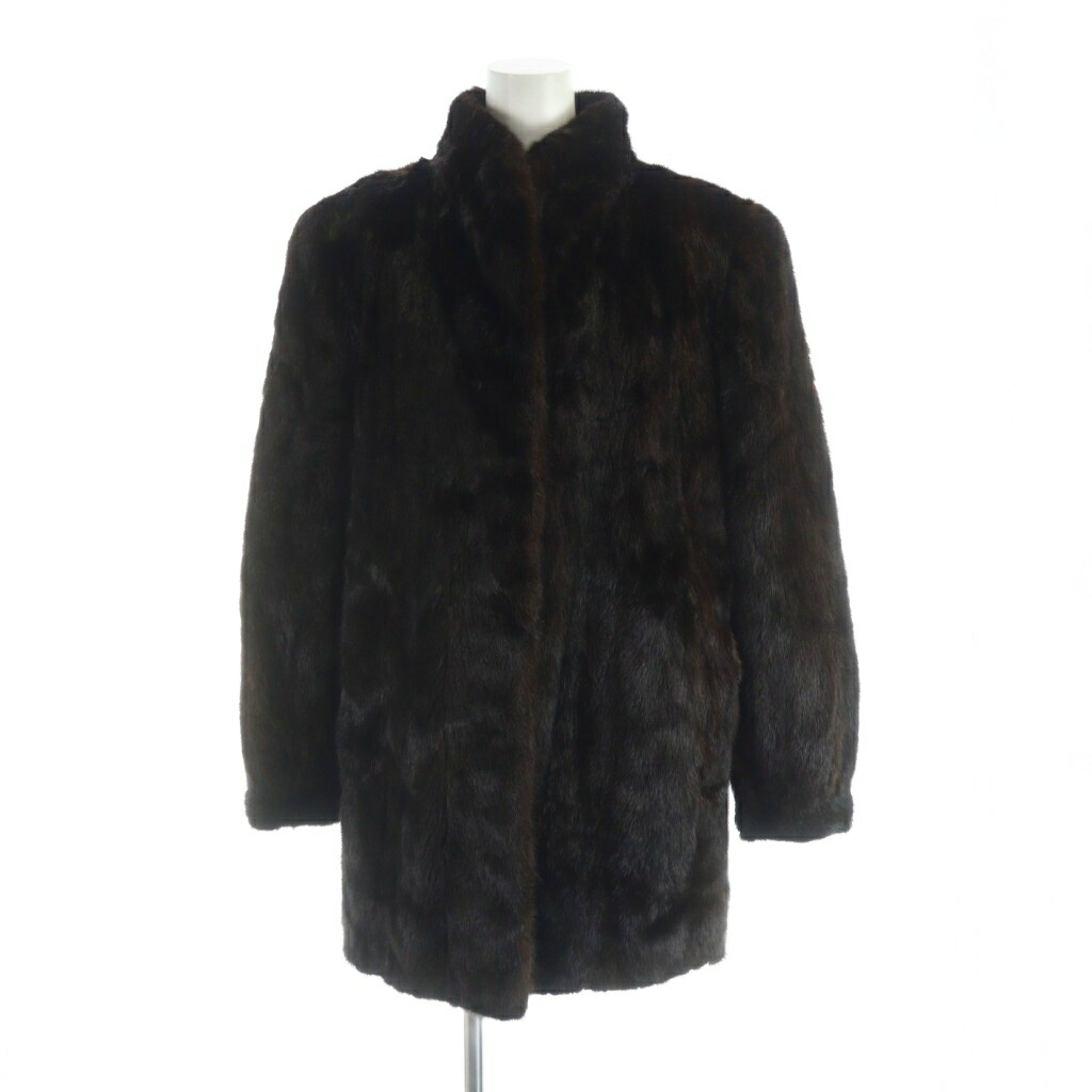 【中古】サガミンク SAGA MINK 銀サガ 毛皮コート ミンクファー ミドル 総裏地 長袖 F 茶 ブラウン ■GY18 /MQ レディース 【ベクトル 古着】 251212