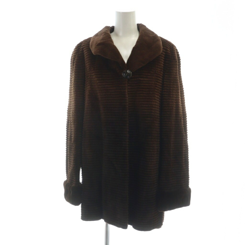【中古】ギラロッシュ Guy Laroche サガミンク 銀サガ 毛皮コート シェアードミンクファー 長袖 ミドル 総裏地 F 茶 ブラウン ■GY18 /MQ レディース 【ベクトル 古着】 251218