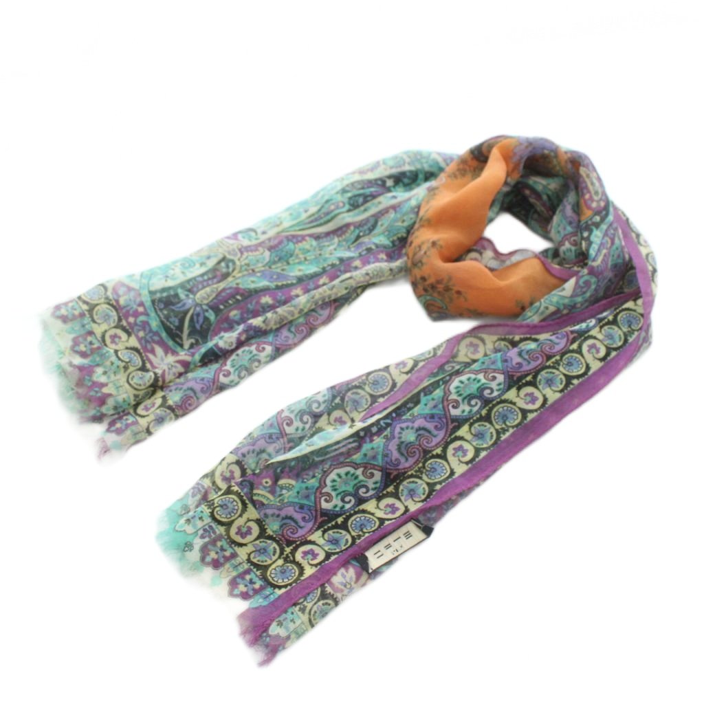 楽天市場】エトロ ETRO ストール ペイズリー パープル マルチカラー 紫