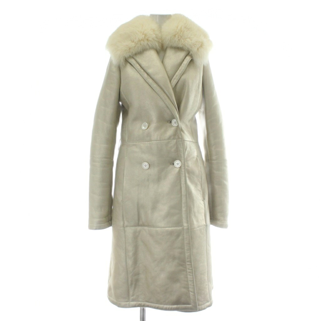 【中古】グッチ GUCCI ムートンコート アウター リアルファー フォックス 毛皮 ロング 40 M シャンパンゴールド 白 ホワイト /XZ ■GY11 レディース 【ベクトル 古着】 251229｜ブランド古着の買取販売ベクトル