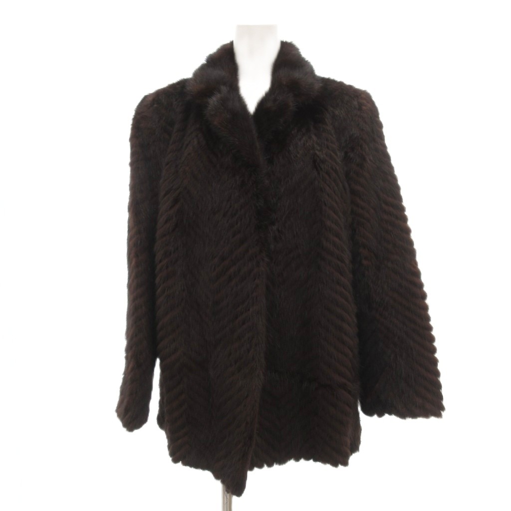 【中古】ノーブランド ファーコート 毛皮 ミンク ミドル ハーフ丈 ブラウン /UO ■GY18 レディース 【ベクトル 古着】 260108