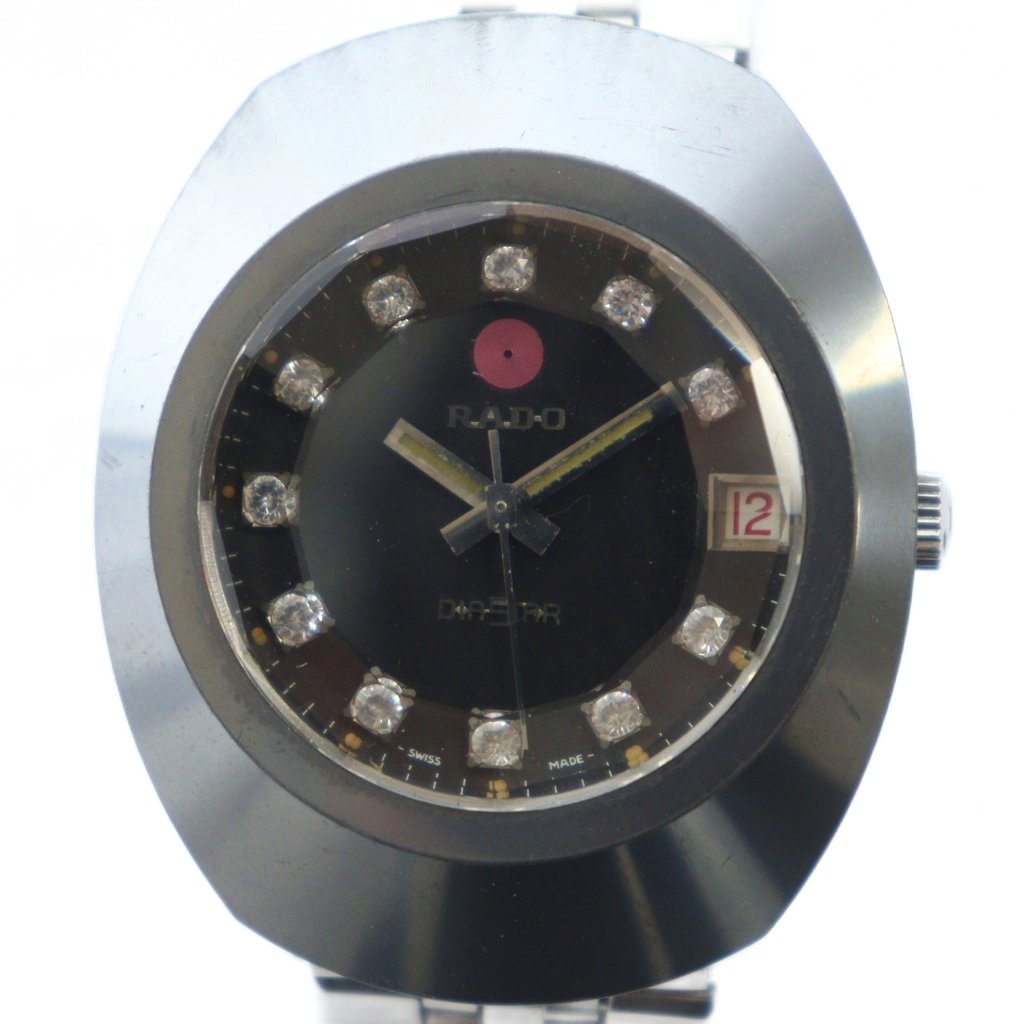 【中古】ラドー RADO DIASTAR 金剛石はやりっ子 ウオッチ ヴィンテージ ご覧なさる 12P とり捨てる瑠璃 自動小銃一巻き 黒文字盤 暦付き添い人 デイト しろがね色色 ■GY18 /MQ メンズ 【ベクター 古着】 260107