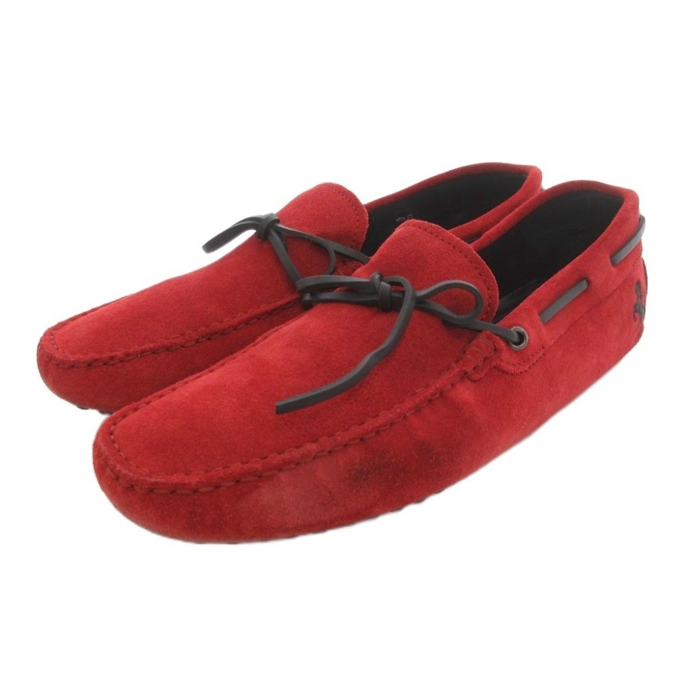 【中古】トッズ TOD'S for ferrari フェラーリ コラボレーション ドライビングシューズ スエード 8 赤 レッド /UO ■GY18 メンズ 【ベクトル 古着】 260106