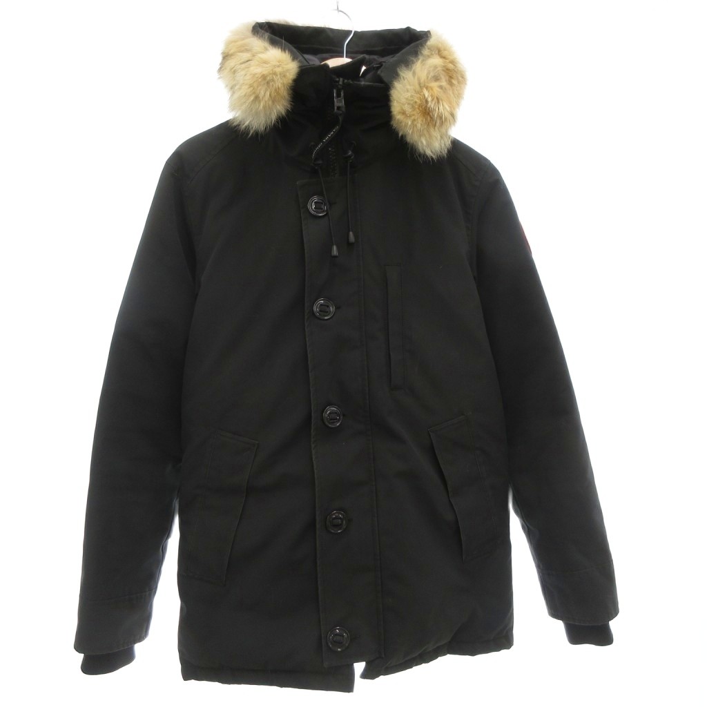 【中古】カナダグース CANADA GOOSE CHATEAU PARKA FUSION FIT 城郭建築 核融合反応填まる 落ちこむ上衣 S ジップアップ ボンネット ロゴタイプ 刺しゅう 黒 黒いこと /AE ■GY18 メンズ 【ベクター 古着】 260115