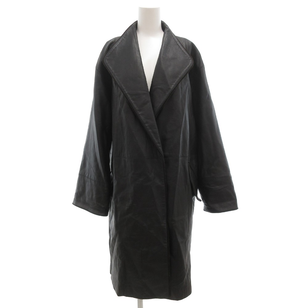 【中古】ヒロココシノ HIROKO KOSHINO ラムレザーロングコート コーデュロイ切替 羊革 シープスキン 9 黒 ブラック /GV ■GY18 レディース 【ベクトル 古着】 260110｜ブランド古着の買取販売ベクトル 8,175円