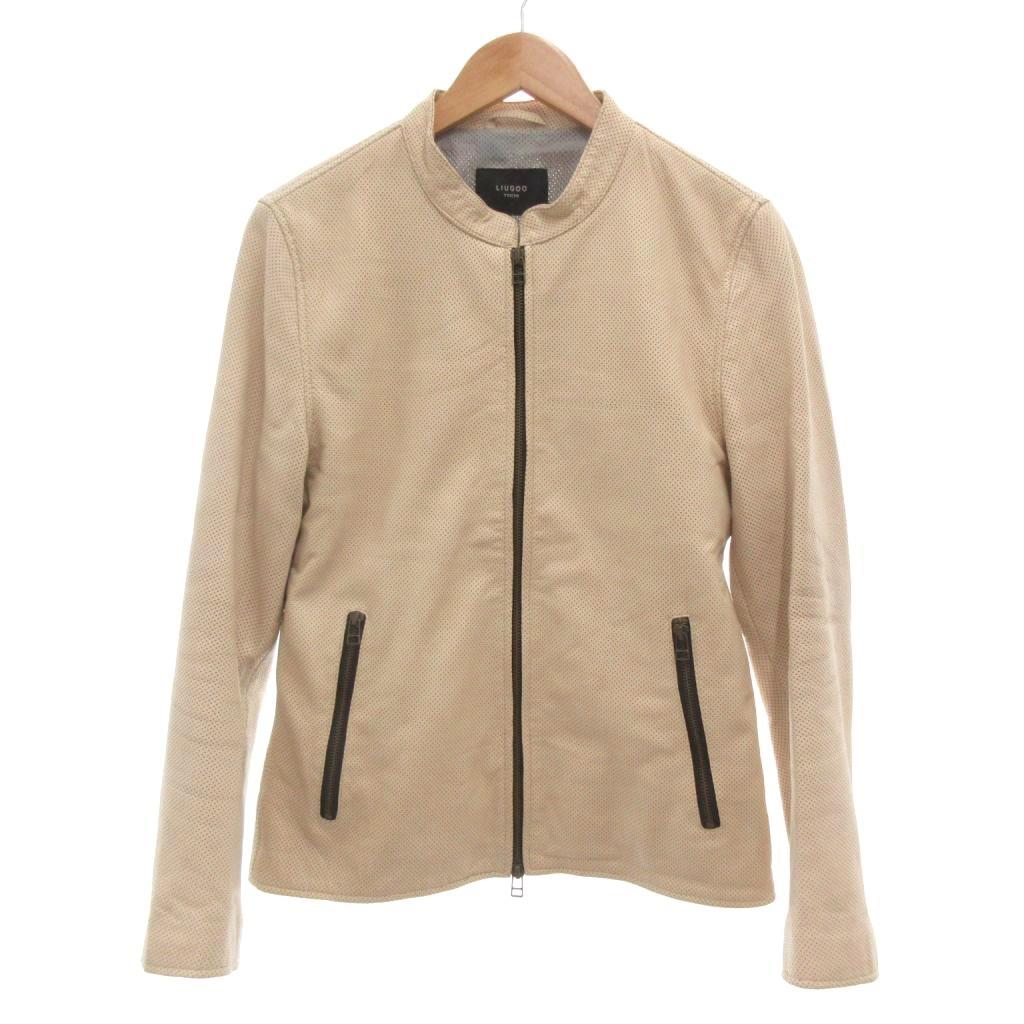 【中古】リューグー LIUGOO TOKYO メッシュレザー ライダースジャケット シングル 本革 M ライトベージュ系 /UO ■GY01 メンズ 【ベクトル 古着】 260118
