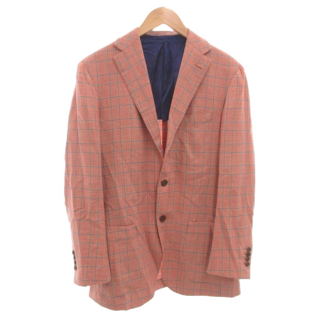 【中古】ビームス BEAMS DRAPERS社 custom tailor テーラードジャケット ビジネス ウール グレンチェック柄 赤 レッド /FF メンズ 【ベクトル 古着】 260205