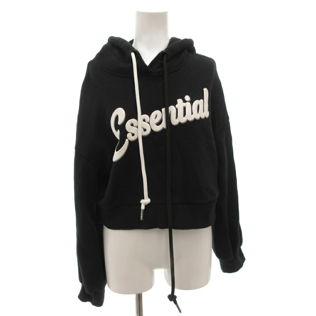 【中古】ダブルスタンダードクロージング ダブスタ DOUBLE STANDARD CLOTHING ESSENTIAL パーカー フーディ 調教師 F 黒 黒いこと 長袖 立体ロゴタイプ 短丈 遊撃手 /FF ■GY27 レディース 【ベクター 古着】 260117
