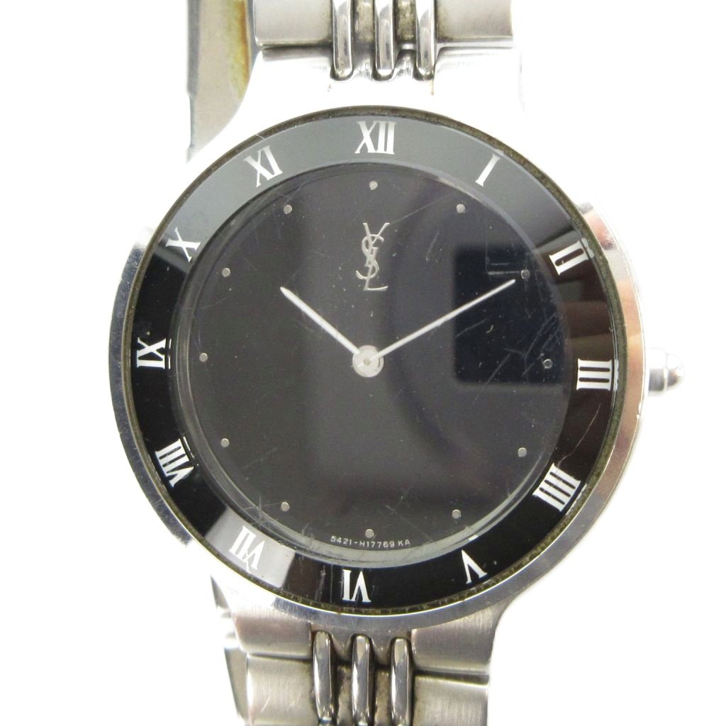 【中古】イヴサンローラン YVES SAINT LAURENT 5421-H10031Y 腕時計 ウォッチ クォーツ 黒文字盤 ローマン シルバー色 ■GY17 /MQ メンズ 【ベクトル 古着】 260413 12,337円